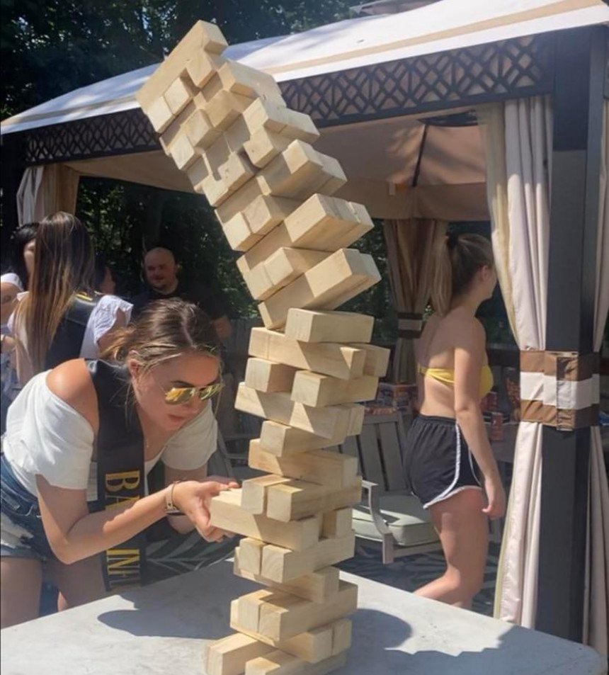 Jenga Tower Falling On Girl Meme Template