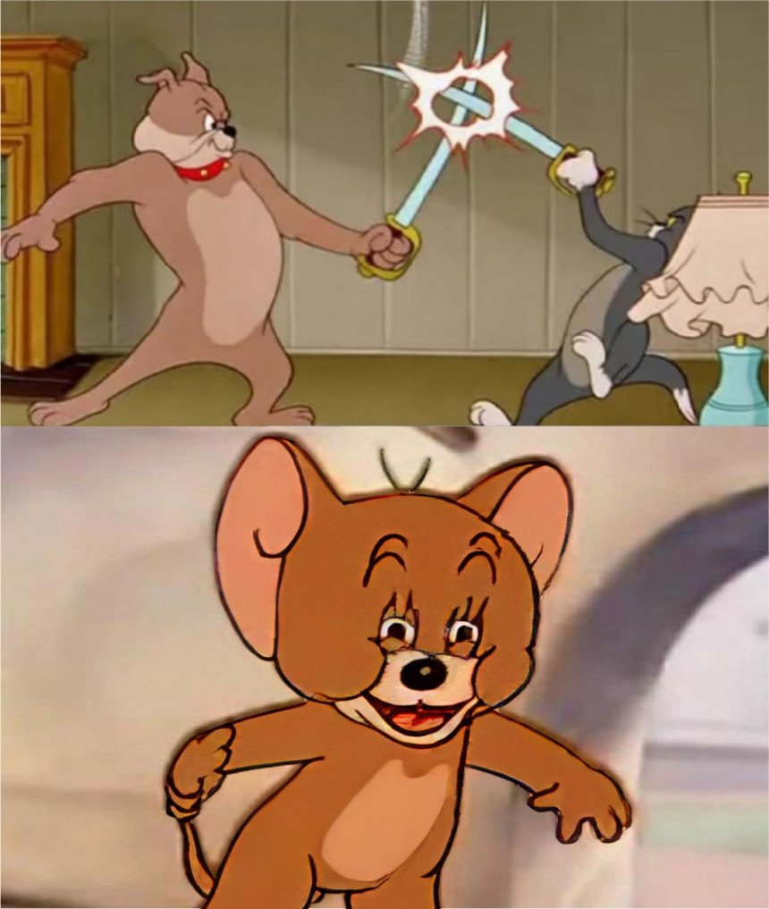 Tom and Spike fighting meme