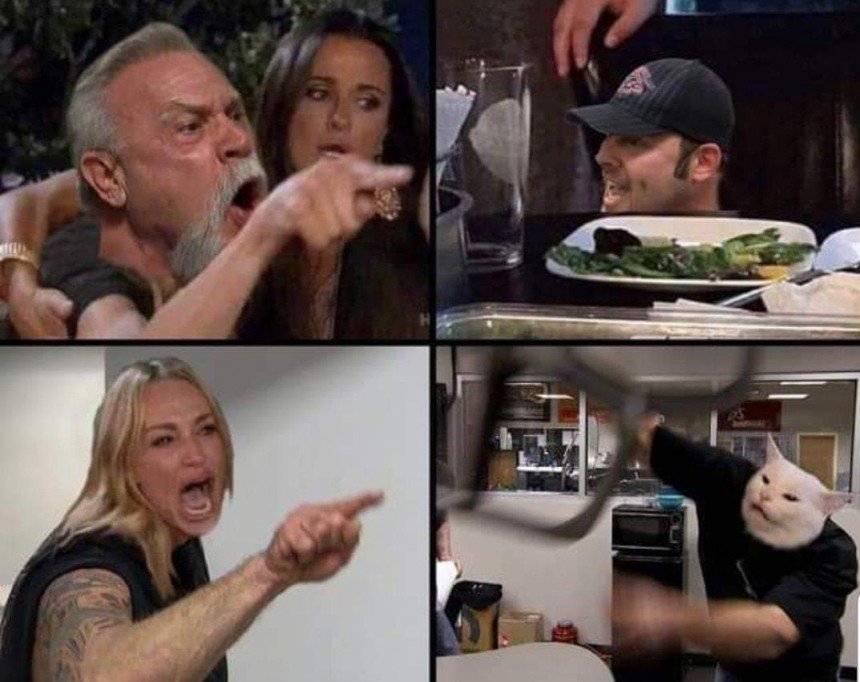 Woman Yelling At Cat American Chopper Meme Template
